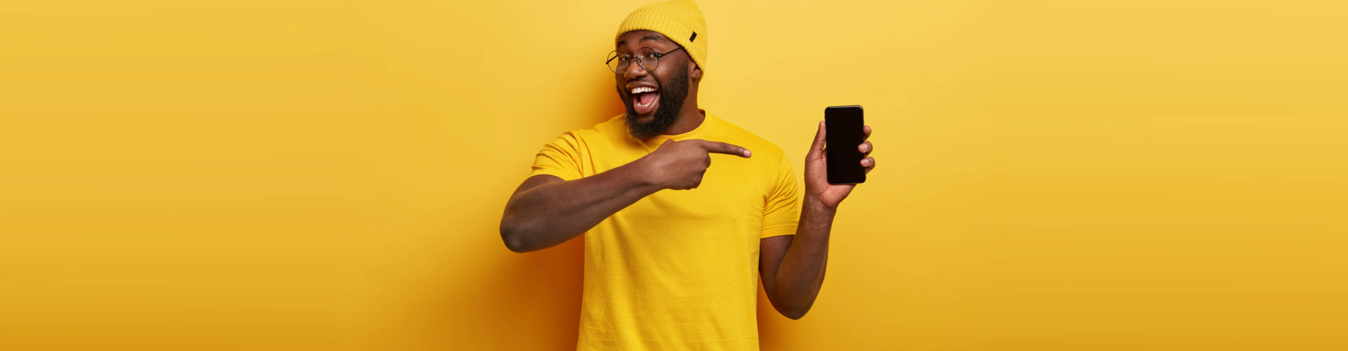 a man pointing on a phone
